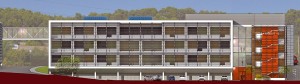 EDF – CAMP DE MENTHE -  Bâtiment N°13 façade sud bureaux/laboratoires/accès parkings et espaces verts